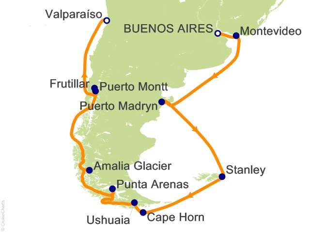 17 Night South America and the Chilean Fjords Cruise from Buenos Aires