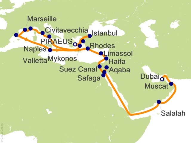 31 Night Athens (Piraeus) to Dubai Cruise from Athens (Port of Piraeus)