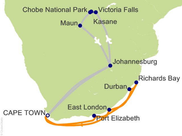 15 Night South Africa and 5 Night Post Cruise Victoria Falls / Chobe Cruise and Land Tour from Cape Town