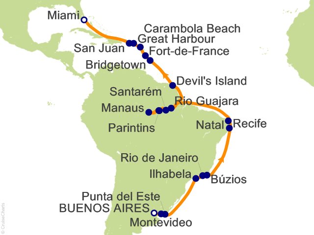 36 Night Brazil  Amazon and Caribbean Isles Cruise from Buenos Aires