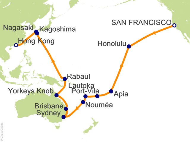 40 Night San Francisco to Hong Kong Cruise on Arcadia from San