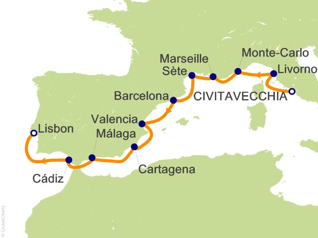 12 Night Western Mediterranean Explorer Cruise from Civitavecchia (Rome)