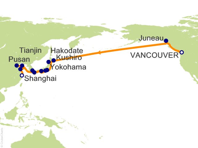 26 Night North Pacific Crossing  Japan and China Collectors Voyage Cruise from Vancouver