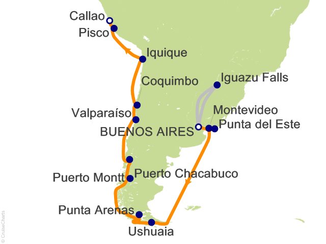 Argentina & the Chilean Fjords - Itinerary - Buenos Aires to Santiago  (Valparaíso)