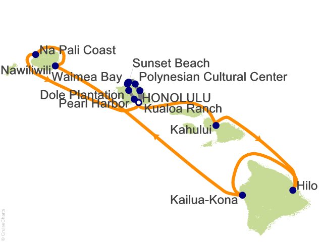 10 Night Oahu Explorer Cruisetour Hyatt Waikiki Ocean View Room Cruise and Land Tour from Honolulu