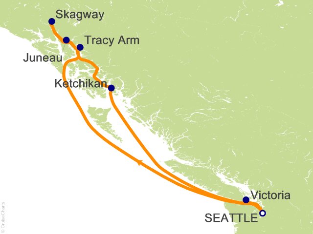 map of alaska cruise from seattle