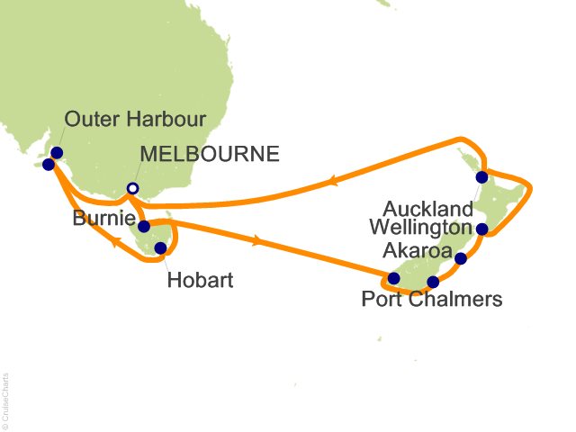 22 Night New Zealand and Tasmania Cruise from Melbourne