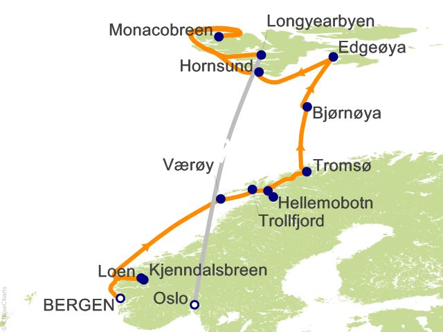15 Night Norways Fjords and Arctic Svalbard Cruise and Land Tour from Bergen