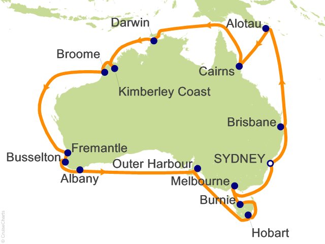 28 Night Round Australia Cruise on Sea Princess from Sydney sailing ...