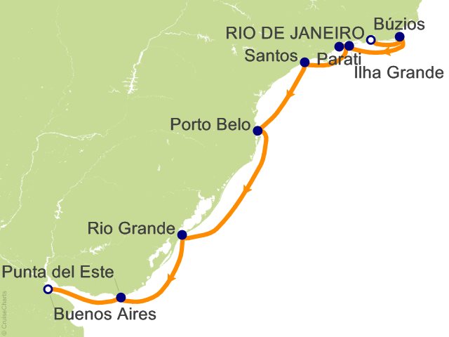 10 Night Rio de Janeiro to Buenos Aires Cruise
