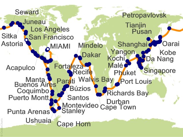 180 Night Around the World in 180 Days Cruise from Miami