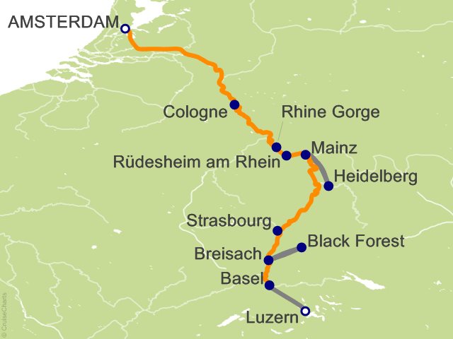 9 Night Romantic Rhine with 2 Nights in Lucerne (Southbound) Cruise and Land Tour