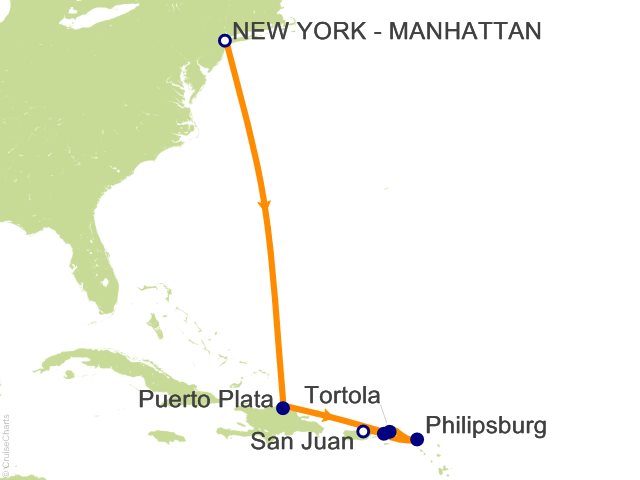 7 Night Caribbean from New York to San Juan Dominican Republic and St. Thomas Cruise