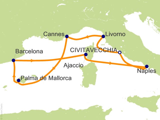7 Night Mediterranean Round trip Rome Italy France and Spain Cruise