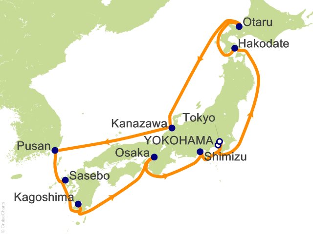 12 Night Asia from Tokyo to Tokyo   Osaka  Sapporo  Busan and Hakodate Cruise from Yokohama