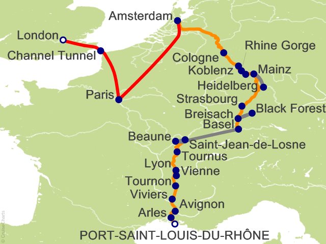 18 Night Rhine and Rhone Revealed with 2 Nights in Paris and 2 Nights in London (Northbound) Cruise and Land Tour