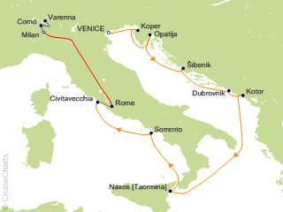 12 Night Amalfi and Dalmatian Coasts / Milan and Lake Como Cruise and Land Tour from Venice