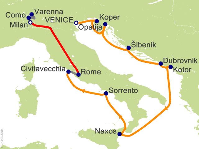 12 Night Amalfi and Dalmatian Coasts / Milan and Lake Como Cruise and Land Tour