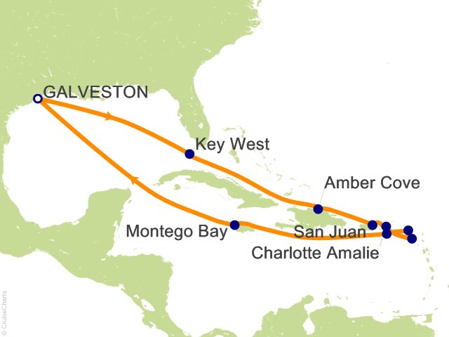 galveston cruises to eastern caribbean