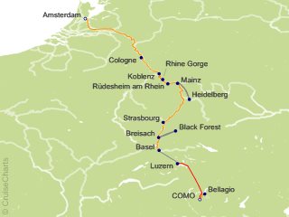 11 Night Romantic Rhine with 3 Nights in Lake Como 1 Night in Lucerne and Mount Pilatus (Northbound) Cruise and Land Tour from Como
