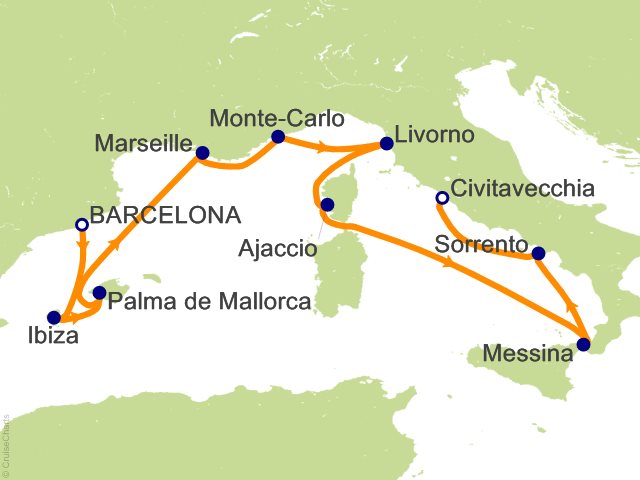 11 Night Barcelona to Rome (Civitavecchia) Cruise