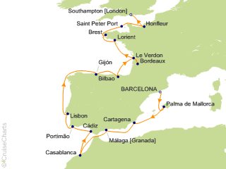 17 Night Barcelona to London (Southampton) Cruise from Barcelona