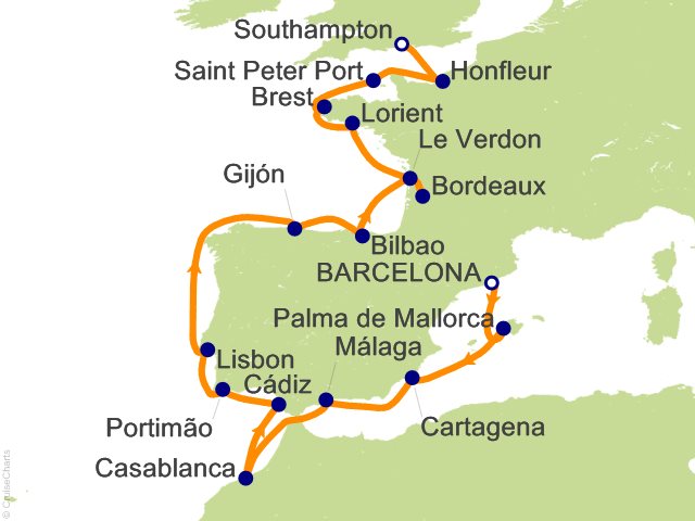 17 Night Barcelona to London (Southampton) Cruise