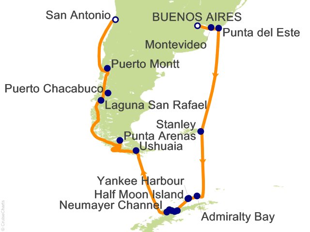 19 Night Buenos Aires to San Antonio (Santiago) Cruise