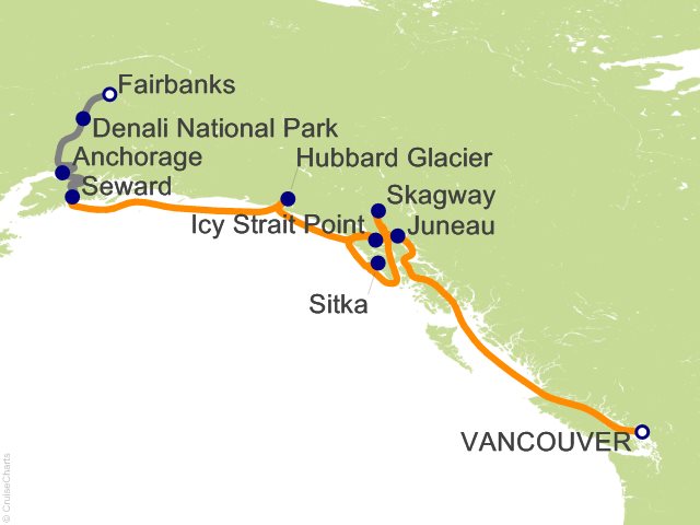 12 Night Fjord and Tundra National Parks Explorer Post-Cruise 6A from Vancouver
