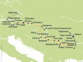 21 Night Grand Danube Cruise from Bucharest from Prague