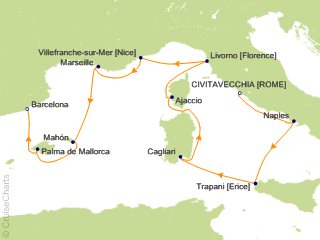 10 Night Rome (Civitavecchia) to Barcelona Cruise from Civitavecchia (Rome)