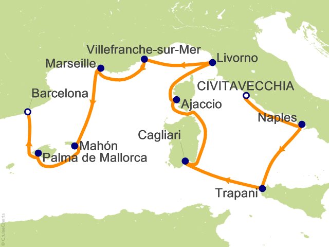 10 Night Rome (Civitavecchia) to Barcelona Cruise