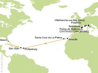 21 Night From Monaco to Miami   Rome (Civitavecchia) to Miami Cruise from Civitavecchia (Rome)