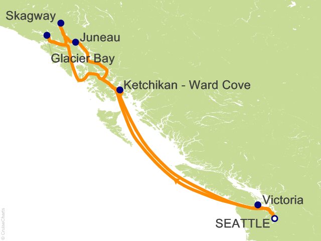 7 Night Alaska Round trip Seattle   Glacier Bay  Skagway and Juneau Cruise