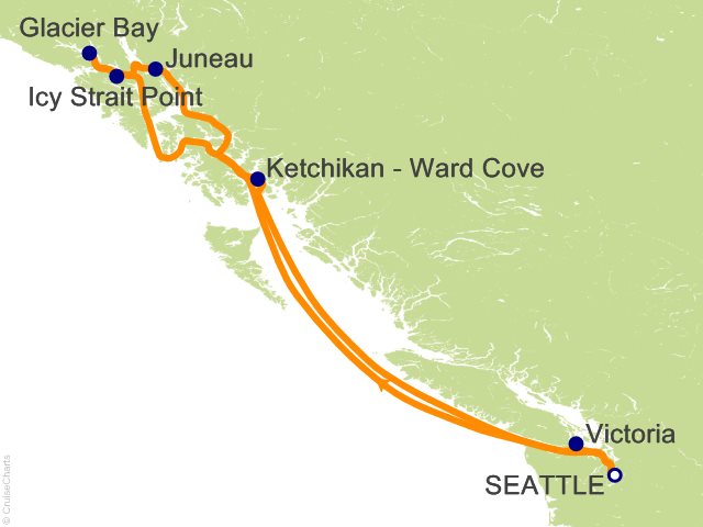7 Night Alaska Round trip Seattle   Glacier Bay  Juneau and Ketchikan Cruise