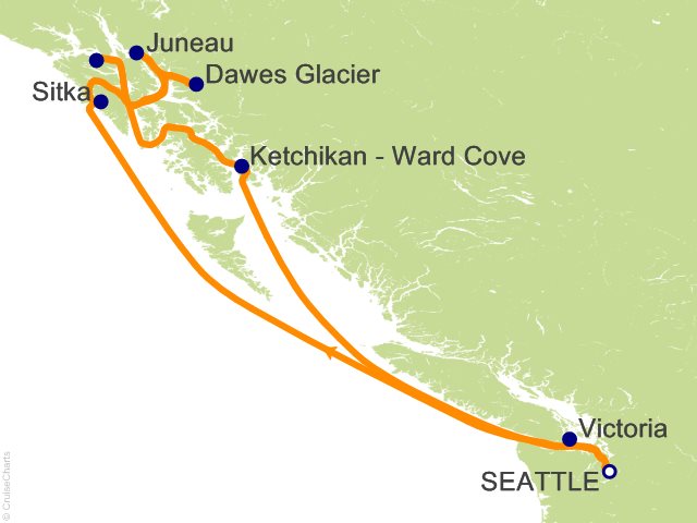 7 Night Alaska Roundtrip Seattle   Dawes Glacier  Juneau and Ketchikan Cruise