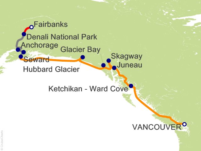 10 Night Fairbanks Denali Express - Northbound Cruisetour from Vancouver