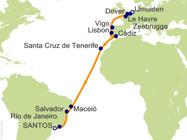 21 Night Transoceanic Cruise from Santos (Sao Paulo)