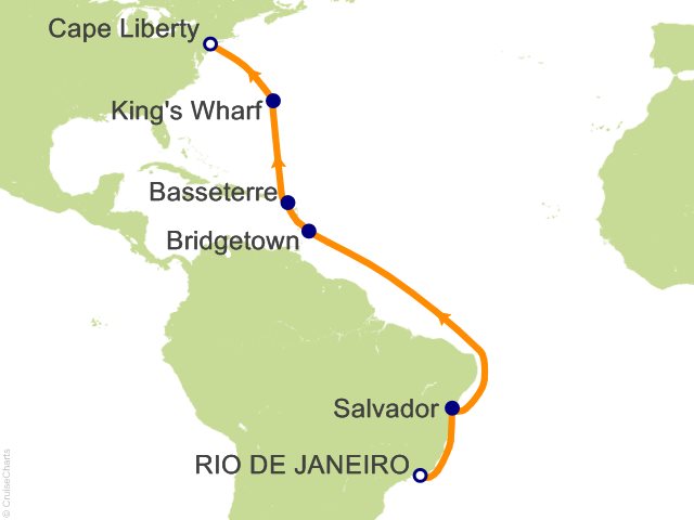 14 Night Rio de Janeiro to Cape Liberty Cruise from Rio de Janeiro