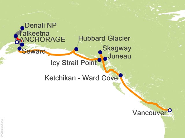 10 Night Anchorage Denali Express Southbound Cruisetour Cruise and Land Tour from Anchorage