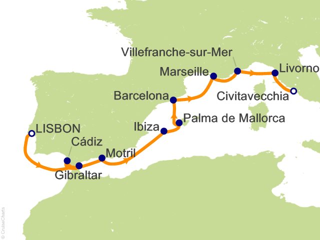 10 Night Mediterranean   Italy  France and Spain Cruise from Lisbon