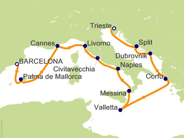 11 Night Mediterranean   Italy  France and Greece Cruise from Barcelona