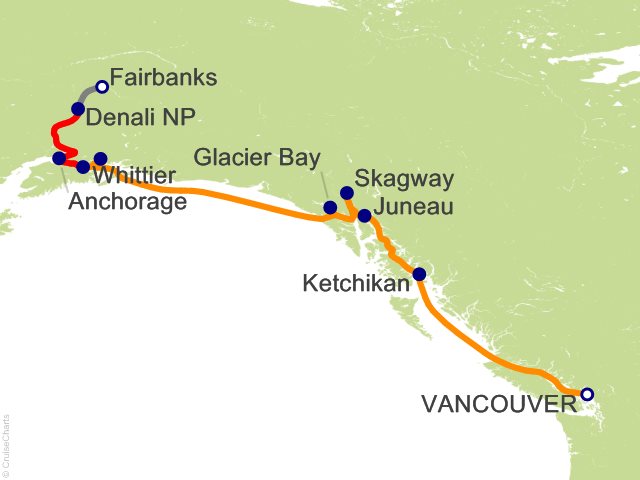 12 Night Triple Denali Tour D1C Cruise and Land Tour from Vancouver