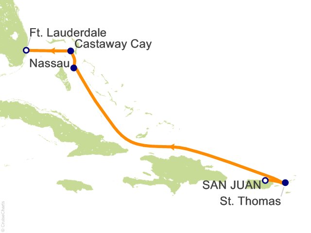 5 Night Eastern Caribbean ending in Fort Lauderdale Cruise from San Juan