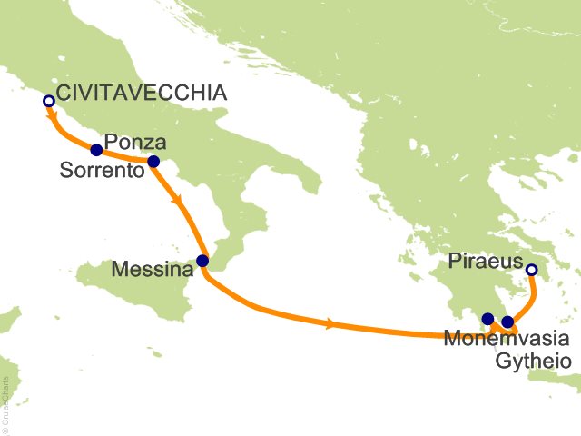 7 Night Enchanting Greece and the Amalfi Coast Cruise from Civitavecchia (Rome)