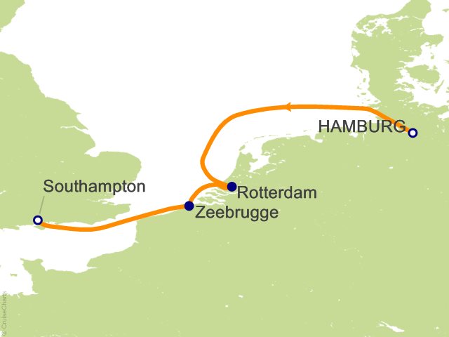 5 Night Rotterdam and Zeebrugge Short Break Cruise from Hamburg