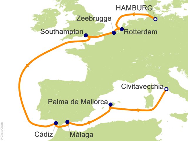 13 Night Northern Europe and the Mediterranean Cruise from Hamburg