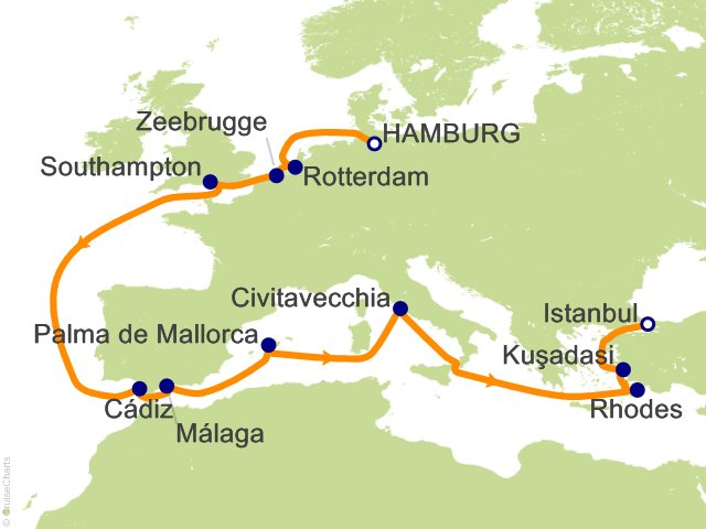 20 Night Northern Europe and the Mediterranean Cruise from Hamburg