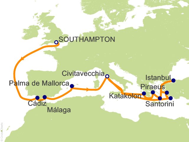22 Night Mediterranean and Greek Isles Cruise from Southampton