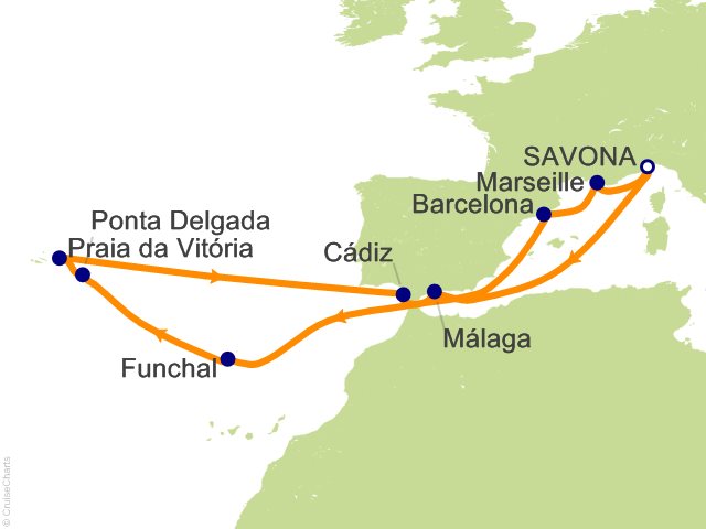 14 Night Mediterranean Cruise from Savona